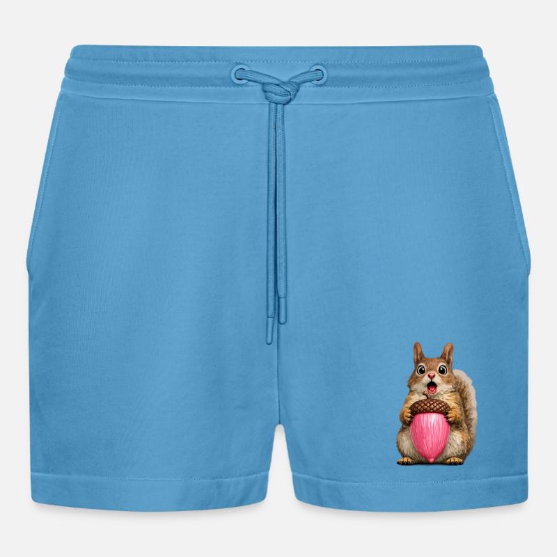 Eichhörnchen mit rosa Eichel - Organic Relaxed Cropped Shorts Made in EU -  Sol Blue