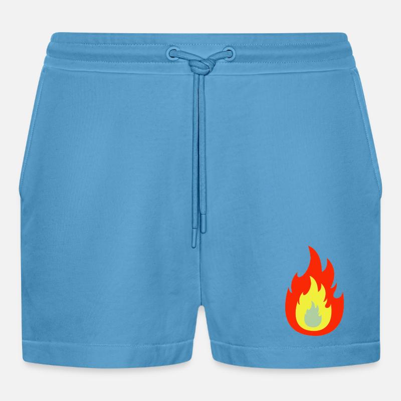 Fire flame - Organic Relaxed Cropped Shorts Made in EU - Sol Blue