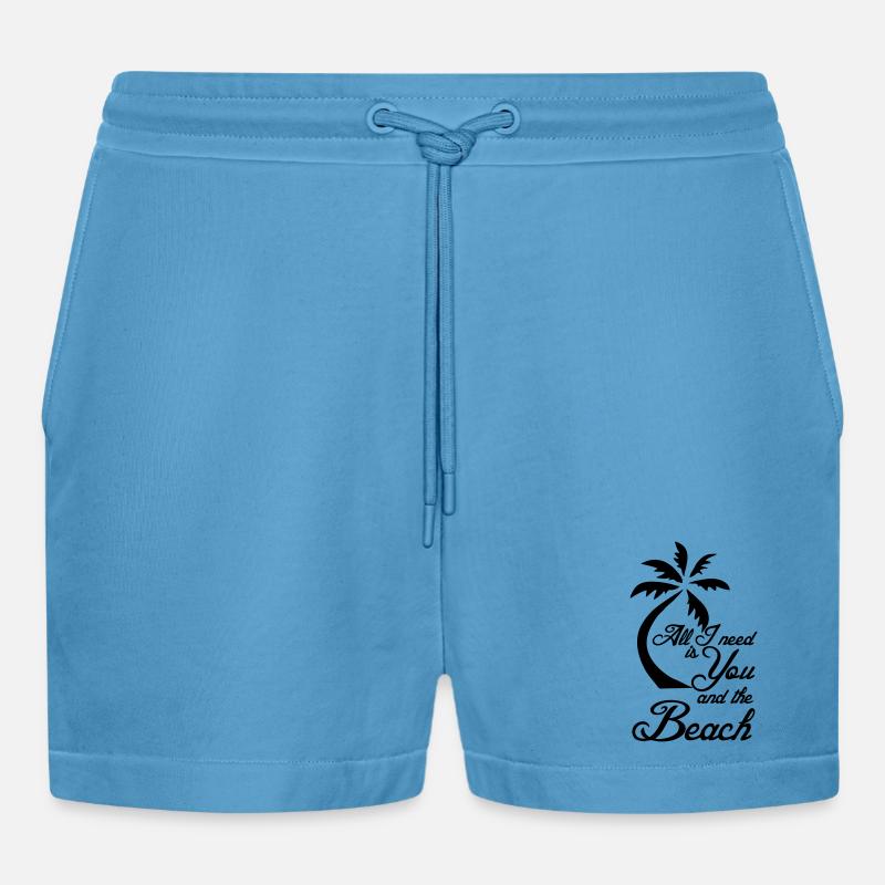 Beach Ferien Strand Urlaub Spruch Geschenk - Organic Relaxed Cropped Shorts Made in EU -  Sol Blue