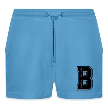 Beer Pong B - Organic Relaxed Cropped Shorts Made in EU -  Sol Blue - Front