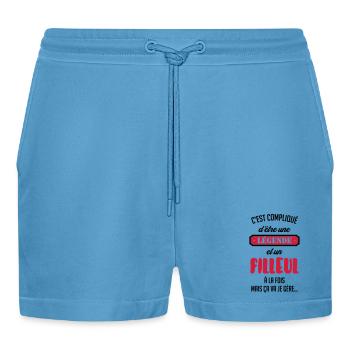 Patin / Pate / Patentochter / Patensohn - Organic Relaxed Cropped Shorts Made in EU -  Sol Blue - Vorne