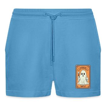 Tarot Karte Geist mit Stock - Organic Relaxed Cropped Shorts Made in EU -  Sol Blue - Vorne