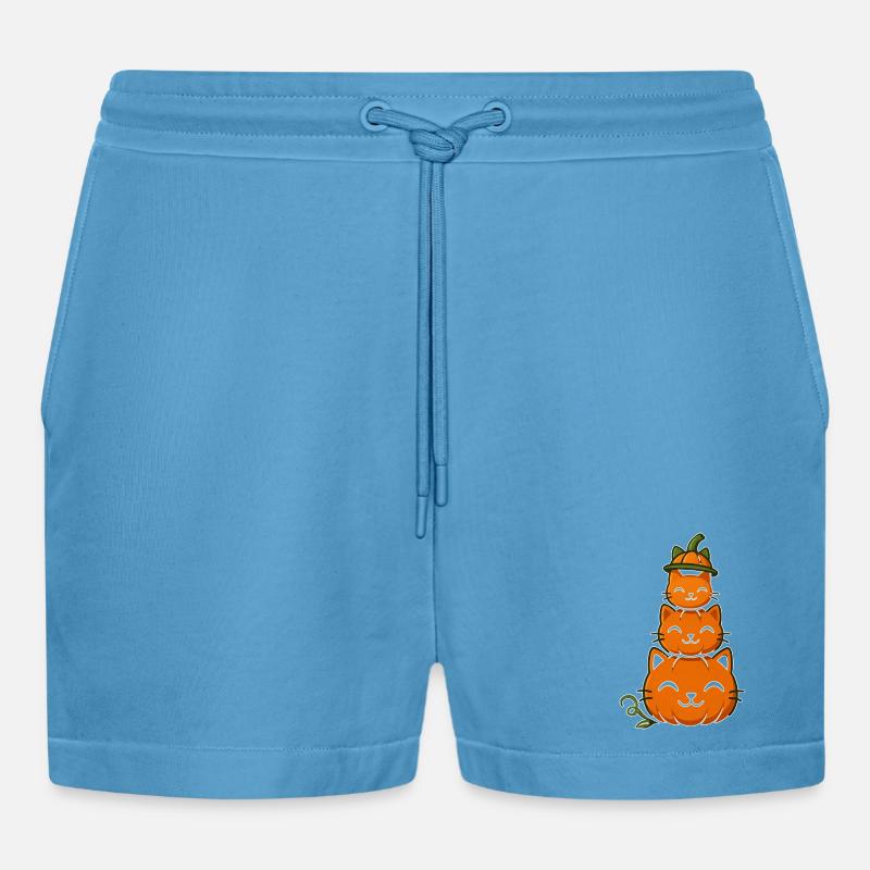 Happy Pumpkin Cat Stack - Short bio décontracté court fabriqué en UE -  Sol Blue