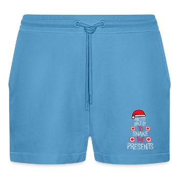 Most Likely to Shake the Presents Christmas Fun - Organic Relaxed Cropped Shorts Made in EU -  Sol Blue - Front