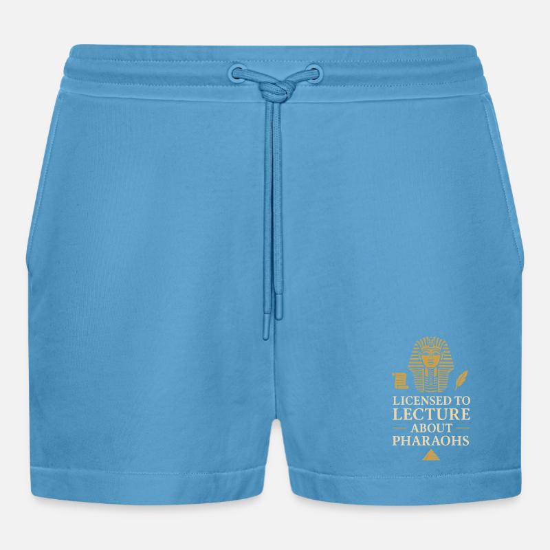 Pharaoh Archaeology in Ancient Egypt - Organic Relaxed Cropped Shorts Made in EU - Sol Blue