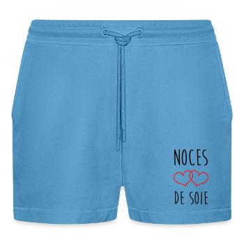 Silk Wedding 12 years of marriage - Organic Relaxed Cropped Shorts Made in EU -  Sol Blue - Front
