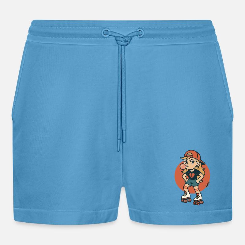 Rollschuh Mädchen mit Kaugummi - Organic Relaxed Cropped Shorts Made in EU -  Sol Blue