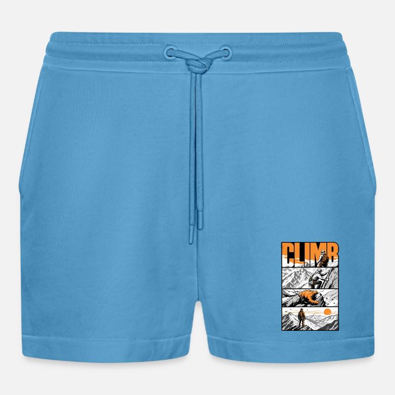 Summit Mountain Climber - Organic Relaxed Cropped Shorts Made in EU - Sol Blue
