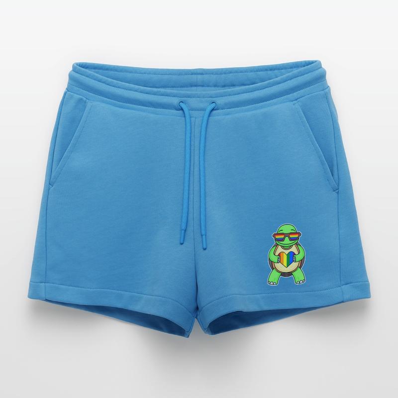 Rainbow Turtle Organic Relaxed Cropped Shorts Made in EU