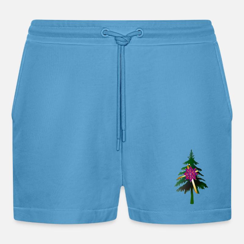 Christbaum oder Weihnachtsbaum & Geschenkschleife - Organic Relaxed Cropped Shorts Made in EU -  Sol Blue