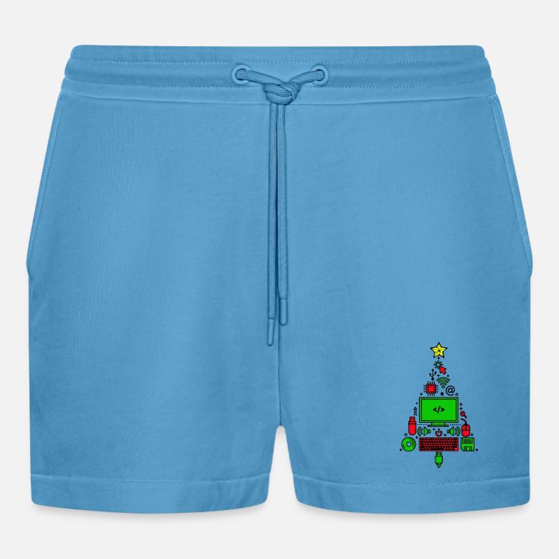 Code Computer Code Debug Skripting Programmierer - Organic Relaxed Cropped Shorts Made in EU -  Sol Blue