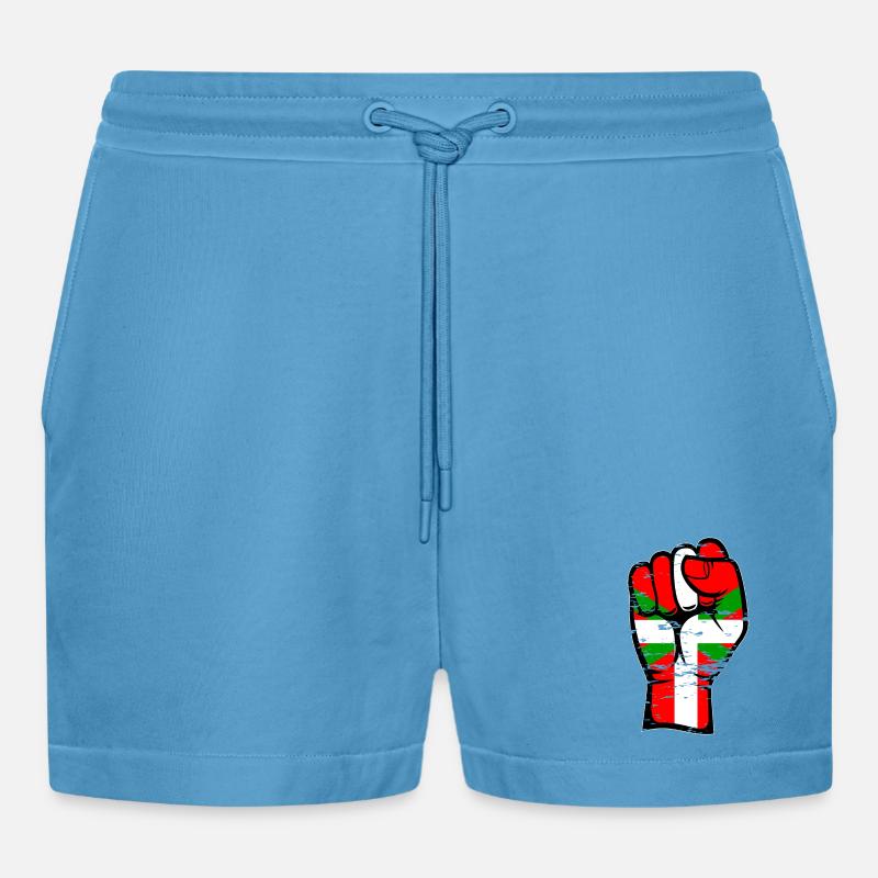 Poing de drapeau basque utilisé - Short bio décontracté court fabriqué en UE -  Sol Blue