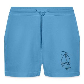 Voilier avec deux voiles et un drapeau au sommet. - Short bio décontracté court fabriqué en UE -  Sol Blue - Devant