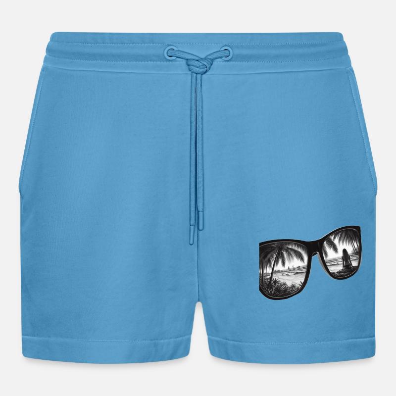 Vacation Sunglasses - Organic Relaxed Cropped Shorts Made in EU -  Sol Blue