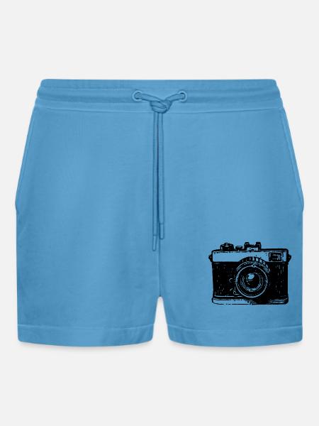 Kamera Fotograf Fotografieren - Organic Relaxed Cropped Shorts Made in EU - Sol Blue