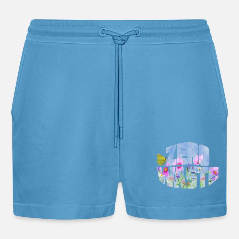 zero waste blumenwiese mit schmetterling - Organic Relaxed Cropped Shorts Made in EU -  Sol Blue