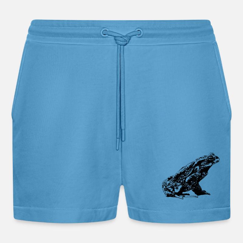 Toad / Bufo Bufo / Graphic - Organic Relaxed Cropped Shorts Made in EU -  Sol Blue