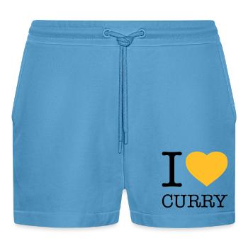 I LOVE CURRY - Organic Relaxed Cropped Shorts Made in EU -  Sol Blue - Vorne