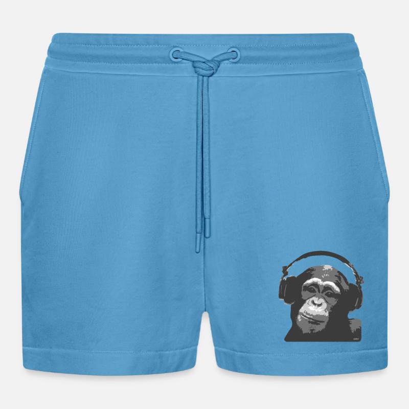 DJ MONKEY by wam - Short bio décontracté court fabriqué en UE - Sol Blue