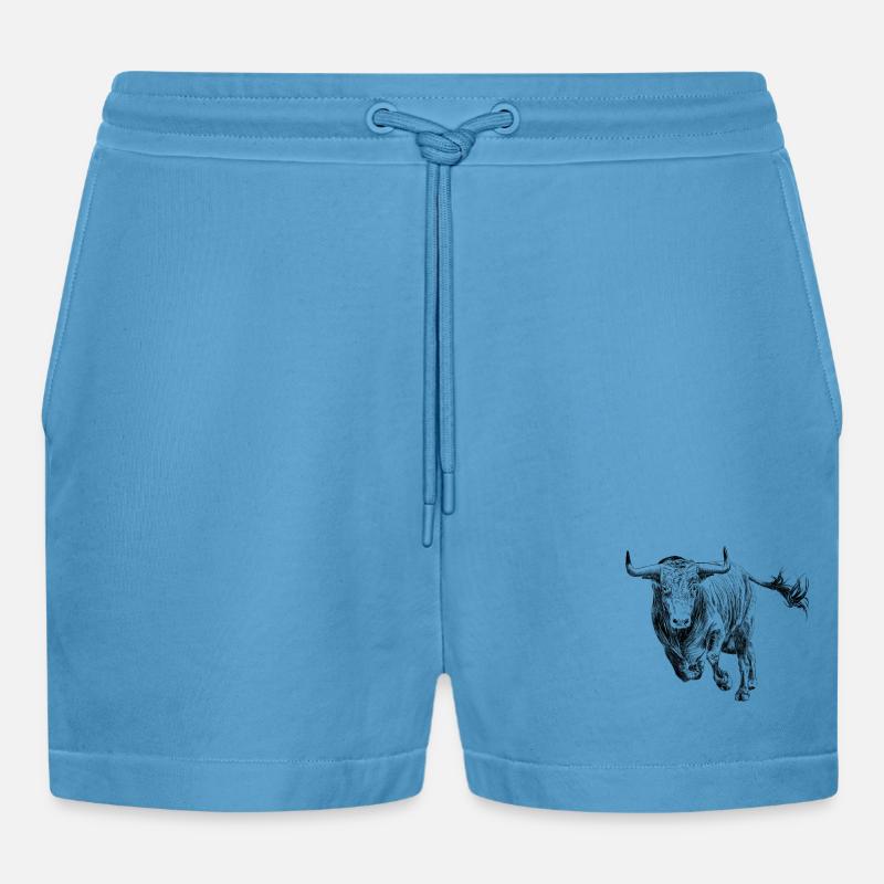 Bull - Organic Relaxed Cropped Shorts Made in EU -  Sol Blue