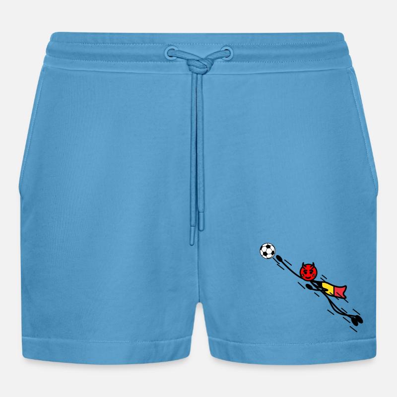 Flying Red Devil Held Keeper - Organic Relaxed Cropped Shorts Made in EU -  Sol Blue