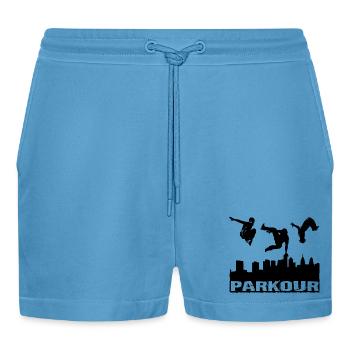 Parkour - Organic Relaxed Cropped Shorts Made in EU -  Sol Blue - Front