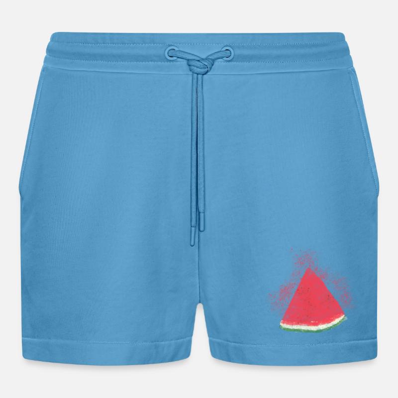 Pastèque, Pastèque, Melon, Aquarelle - Short bio décontracté court fabriqué en UE -  Sol Blue
