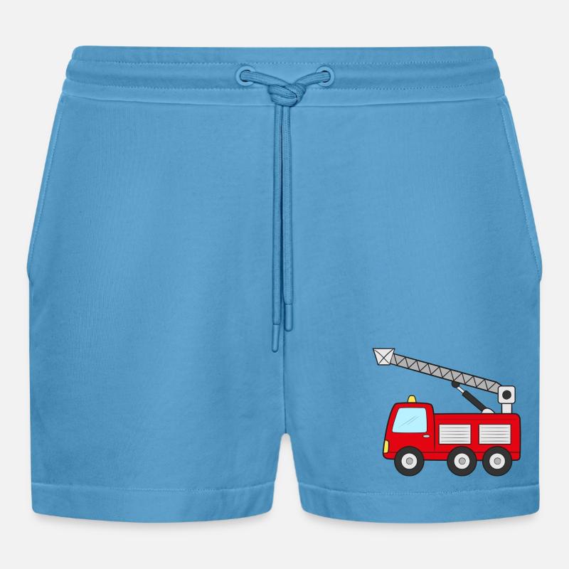 Fire engine Fire engine - Organic Relaxed Cropped Shorts Made in EU -  Sol Blue