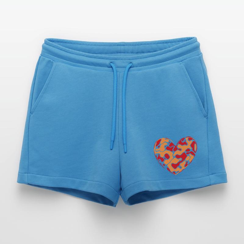 orangenes Herz Herzen Geschenk Muttertag Mutter Organic Relaxed Cropped Shorts Made in EU