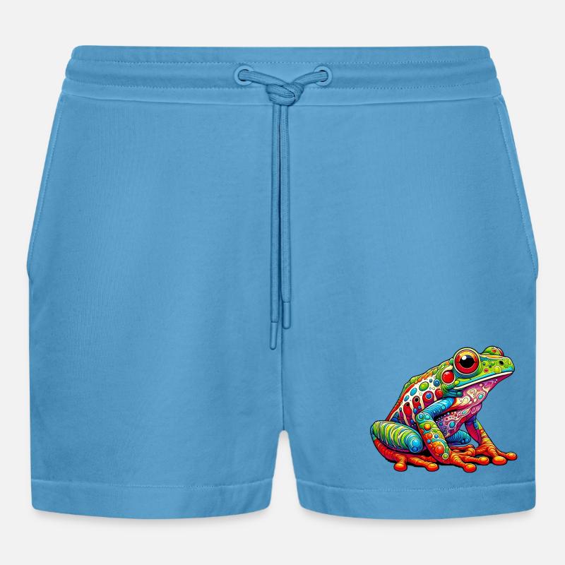 Frosch - Organic Relaxed Cropped Shorts Made in EU - Sol Blue