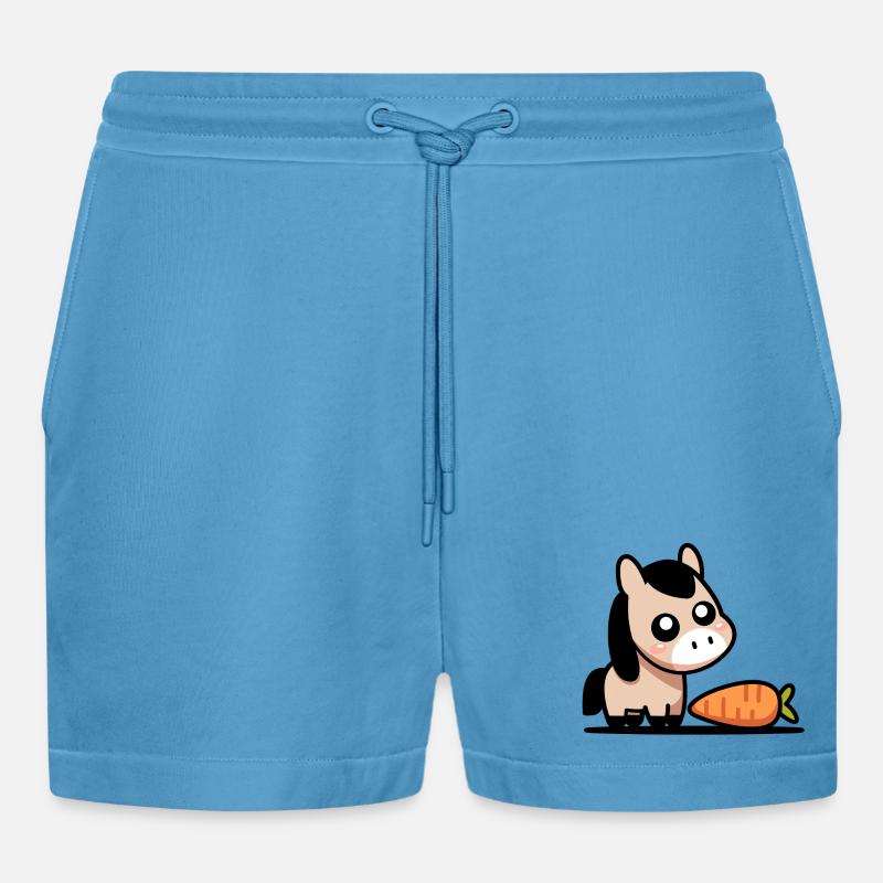 Pferdchen mit Karotte - Organic Relaxed Cropped Shorts Made in EU -  Sol Blue