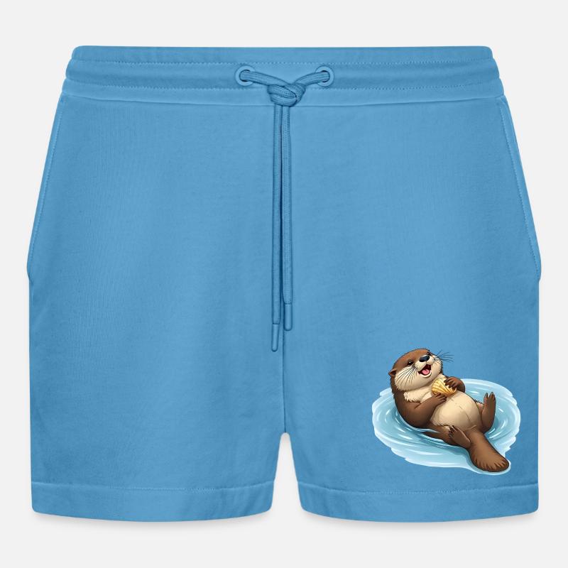 Relaxter Biber mit Muschel - Organic Relaxed Cropped Shorts Made in EU - Sol Blue
