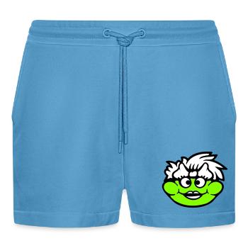 Frosch Frau Hübsch Kröte Lustig Weiblich Mädchen - Organic Relaxed Cropped Shorts Made in EU -  Sol Blue - Vorne