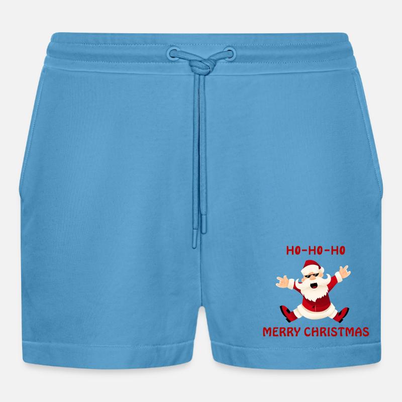 Fröhlicher springender Santa - Organic Relaxed Cropped Shorts Made in EU -  Sol Blue