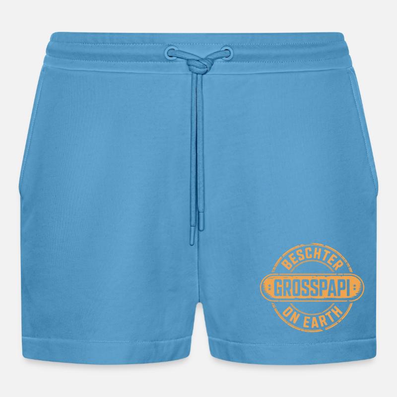 Beschter Grosspapi Schweizer Mundart - Organic Relaxed Cropped Shorts Made in EU -  Sol Blue