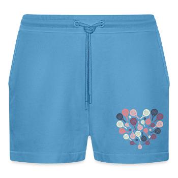Padel Racket Heart  – Sport & Herz - Organic Relaxed Cropped Shorts Made in EU -  Sol Blue - Vorne