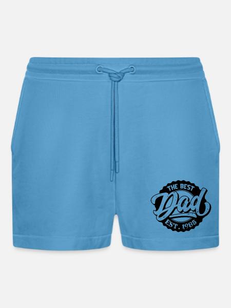 The Best Dad EST 1985 - Organic Relaxed Cropped Shorts Made in EU -  Sol Blue