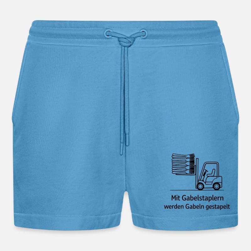 forklift pun fork stacking - Organic Relaxed Cropped Shorts Made in EU -  Sol Blue