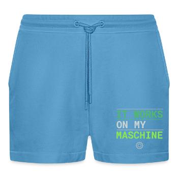 It Works On My Machine - Entwickler Ausrede - Organic Relaxed Cropped Shorts Made in EU -  Sol Blue - Vorne