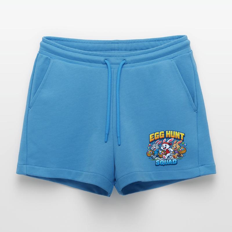 Egg Hunt Squad Kids Easter Easter Egg Organic Relaxed Cropped Shorts Made in EU