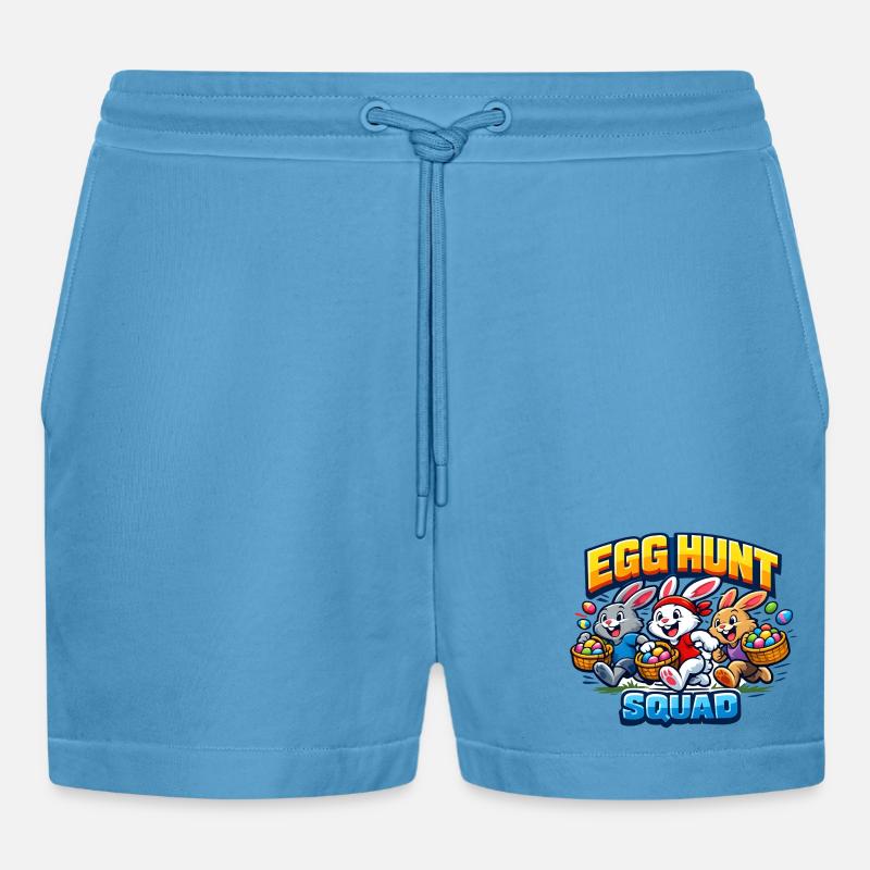 Egg Hunt Squad Kinder Ostern Osterei - Organic Relaxed Cropped Shorts Made in EU -  Sol Blue