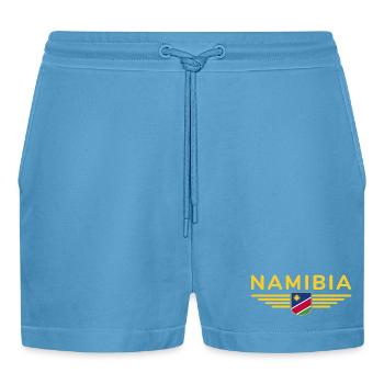 Namibia T-Shirt for Fans and Travelers - Organic Relaxed Cropped Shorts Made in EU -  Sol Blue - Front