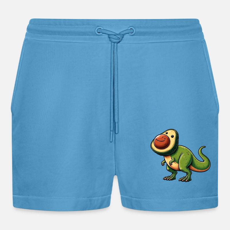 Dino T-Rex Avocado Mythical Creature - Organic Relaxed Cropped Shorts Made in EU -  Sol Blue