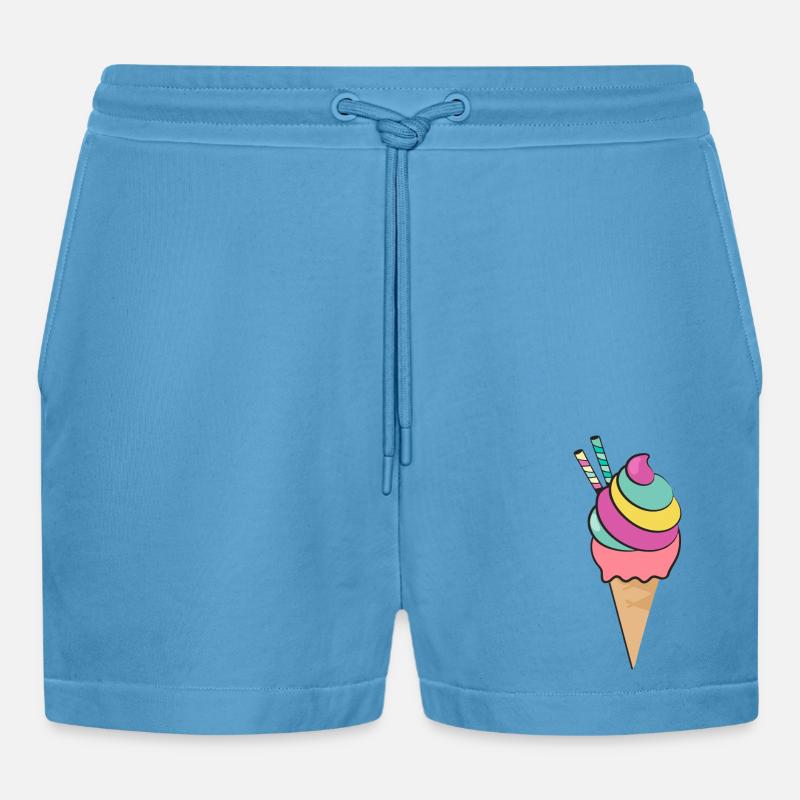 Eiscreme, Eistüte, Eis - Organic Relaxed Cropped Shorts Made in EU -  Sol Blue