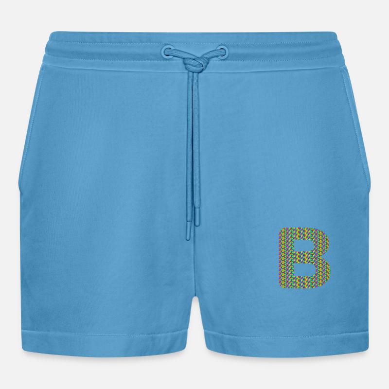 Buntes Herz-B Design – Einzigartig & Stylisch! - Organic Relaxed Cropped Shorts Made in EU -  Sol Blue