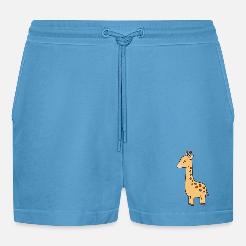 Giraffe - Organic Relaxed Cropped Shorts Made in EU - Sol Blue