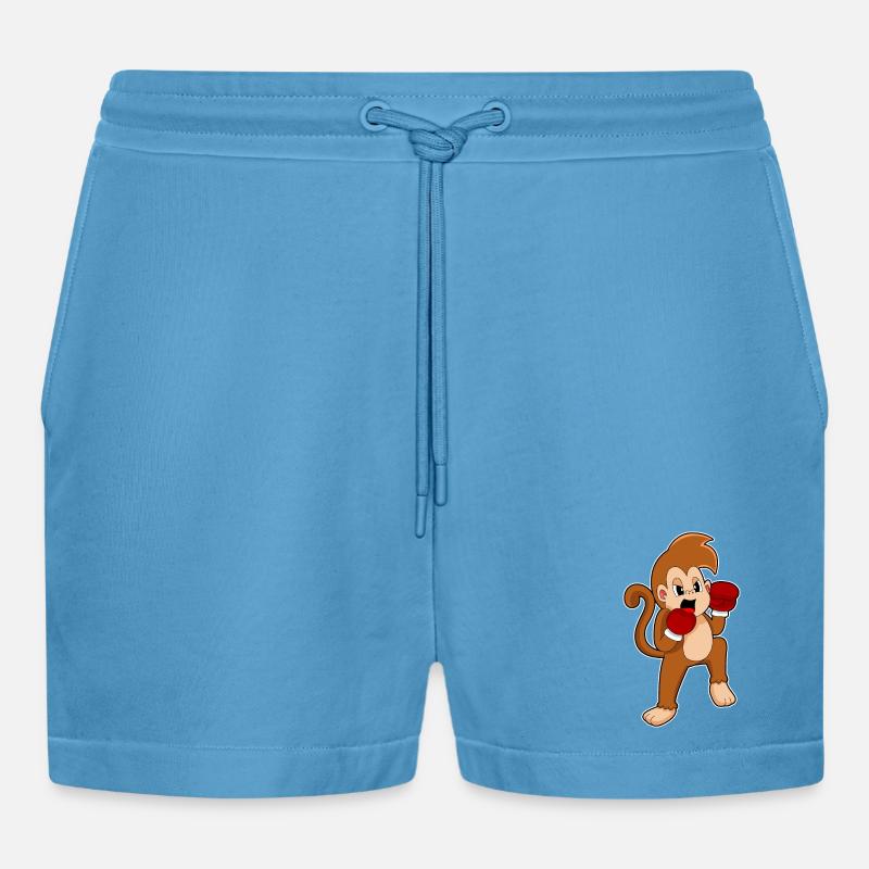 Affe Boxer Boxhandschuhe Boxen - Organic Relaxed Cropped Shorts Made in EU -  Sol Blue
