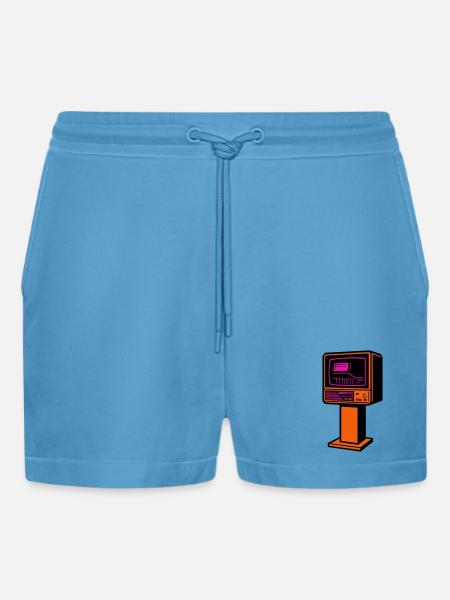 Retro Future TV - Organic Relaxed Cropped Shorts Made in EU -  Sol Blue