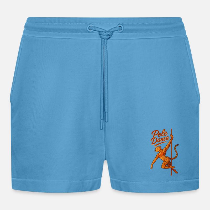 Pole Dance Leopardin Poledancerin Geschenk - Organic Relaxed Cropped Shorts Made in EU -  Sol Blue