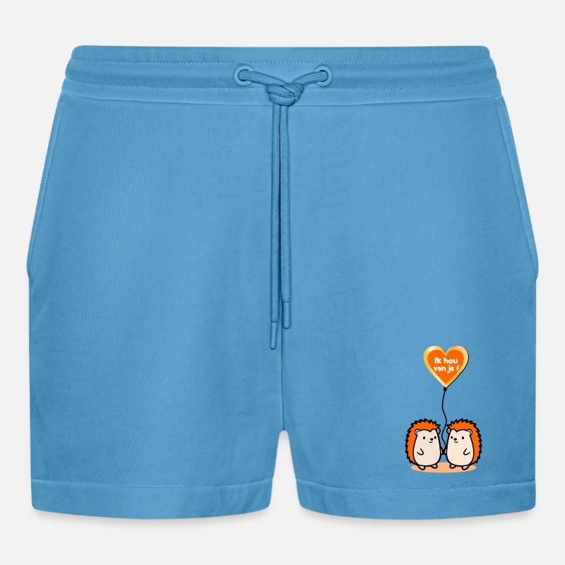 Ich liebe euch, Igel - Organic Relaxed Cropped Shorts Made in EU -  Sol Blue